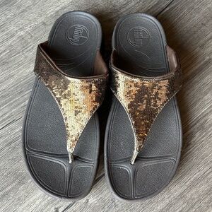 Fitflop Electra Classic Bronze Sequin Sandals size 9/41